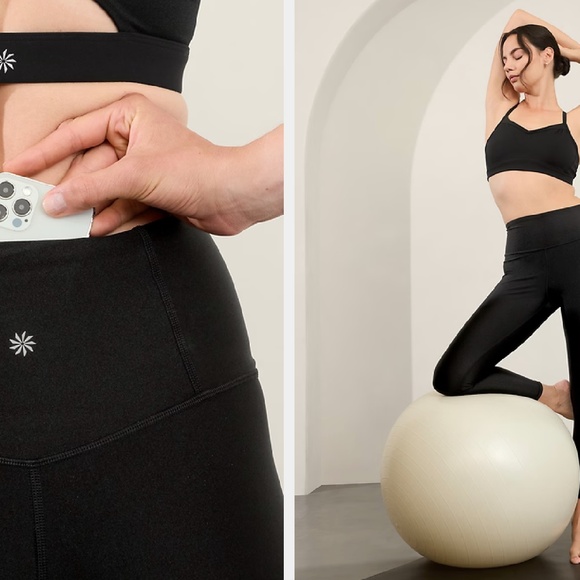 NWT, Athleta Elation Ultra High Rise Sheen Legging, M, Black Sheen - Picture 2 of 7